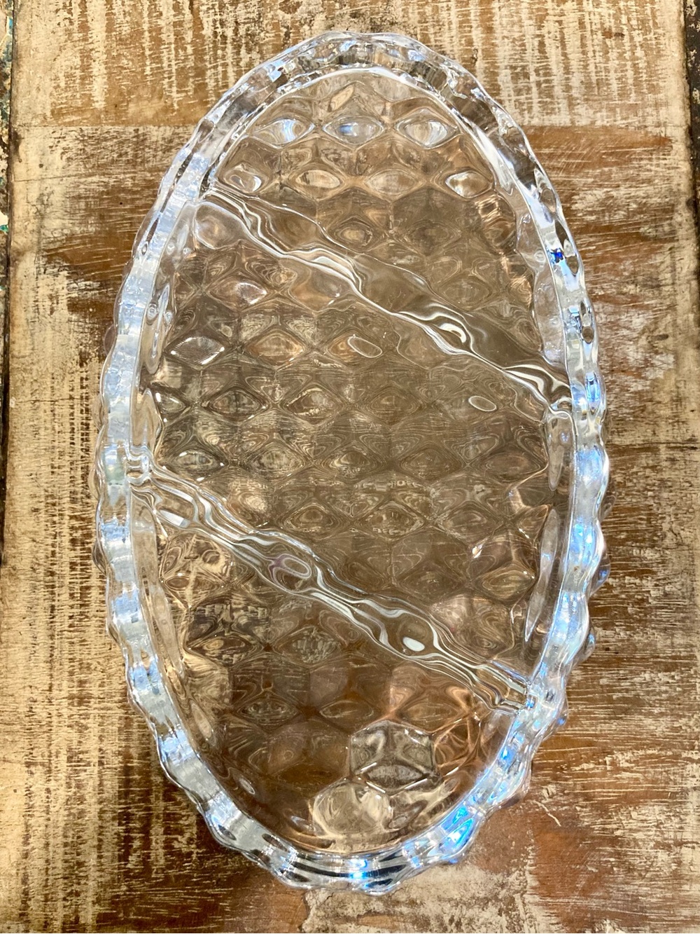 Fostoria American Glass 3 Part Relish Dish Scalloped Edges - Picture 3 of 11